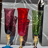 6 Flute vetro soffiato Nason Moretti Murano NUOVI