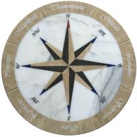 tavolo in marmo lucido intarsiato rosa dei venti