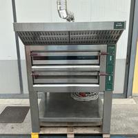 Forno pizza 9 + 9 doppio inox con cappa aspirante