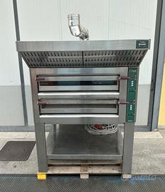 Forno pizza 9 + 9 doppio inox con cappa aspirante