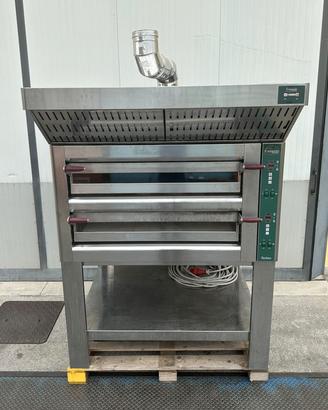 Forno pizza 9 + 9 doppio inox con cappa aspirante