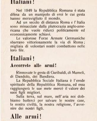 RSI Volantino di propaganda - ITALIANI! 1943-1945