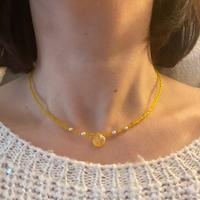 Collana con zirconi, goccia citrino e argento