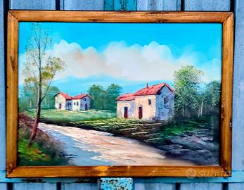 Quadro paesaggio di campagna dipinto a mano a olio