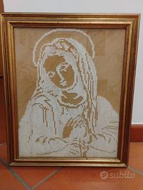 Quadro Madonna in Filet fatto a mano