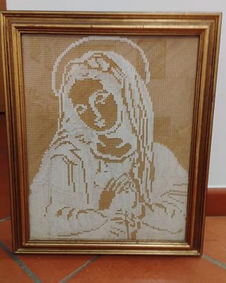 Quadro Madonna in Filet fatto a mano