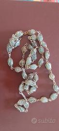 Collana vintage pietre dure giada o serpentina 