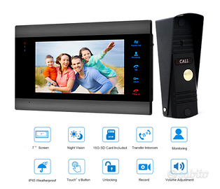 Videocitofono a colori per esterno monitor 7"