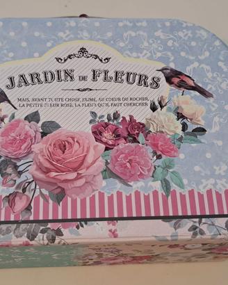 Valigetta Decorativa in Cartone "Jardin de Fleurs"