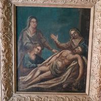 quadro '600' olio su tavola , deposizione.