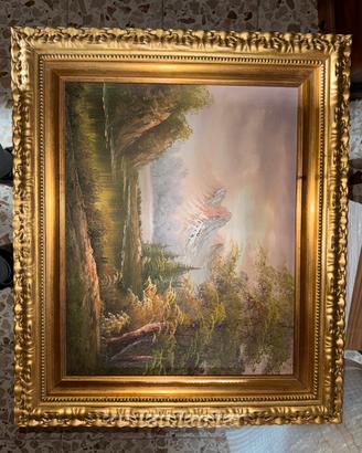 Quadro con doppia cornice paesaggio