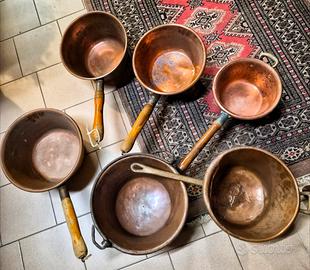 Lotto Stock Antiche Pentole Paiolini Rame Vintage