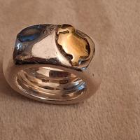 anello pomellato  oro  18 kt e argento 925