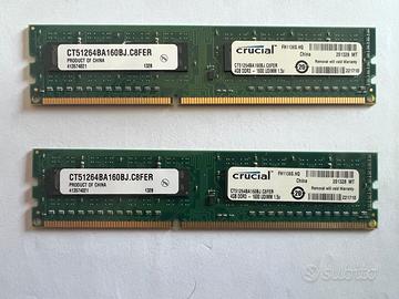 RAM Crucial 8GB (2x4GB) DDR3 1600MHz PC3-12800 Des