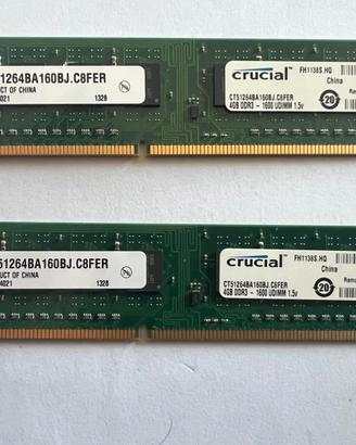 RAM Crucial 8GB (2x4GB) DDR3 1600MHz PC3-12800 Des