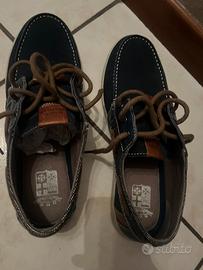 Scarpa uomo blu e marrone in pelle Marina militare