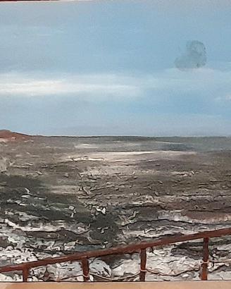 quadro in rilevo con inserti in corteccia e ferro