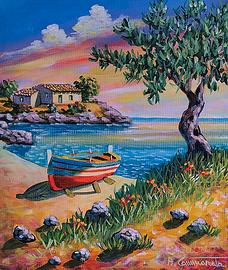 Quadro ad olio su tela paesaggio firmato