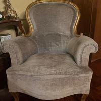 Poltrona fine '800 stile Luigi XV in legno dorato