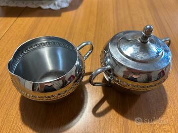 Set lattiera e zuccheriera vintage acciaio