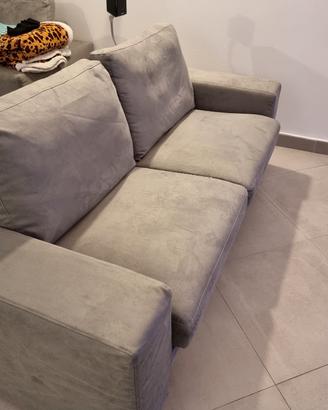 Divano 3 posti Poltrone Sofà grigio microfibra
