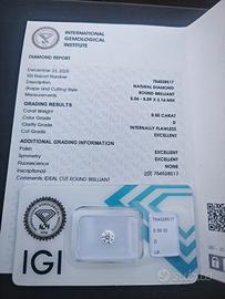 Diamante naturale IGI ct 0,5 D IF 3EX