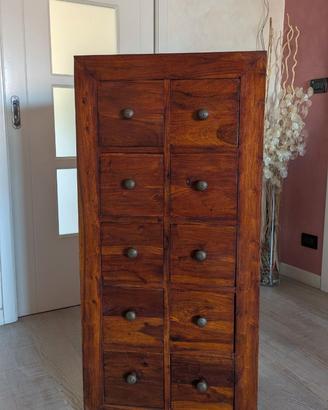 Cassettiera in legno massello stile etnico