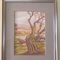 Quadro OLIO SU TELA A.PUXEDDU albero Sardegna