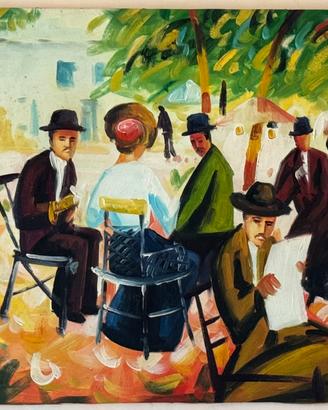 Quadro Scena Caffè Parigino - Olio su Tela