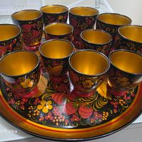 ULTIMO PREZZO Set tazze in legno Khokhloma