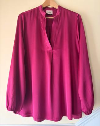 Blusa 100% viscosa fucsia effetto satinato M