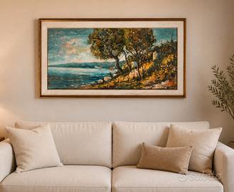 Elegante quadro Vintage paesaggio lago 