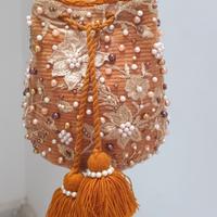 Borsa Mochila Wayuu Arancione  e Ricamata✨