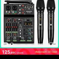 Mixer audio professionale con 2 microfoni wireless