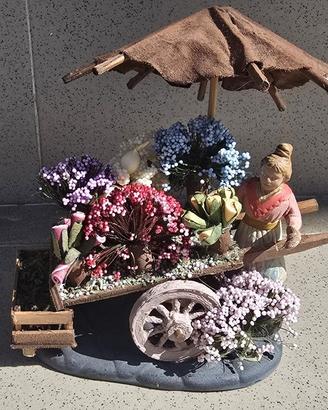 Pastore Terracotta – Fioraia con Carretto Presepe