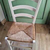 Set di 4 sedie vintage in legno con seduta in pagl