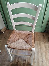 Set di 4 sedie vintage in legno con seduta in pagl