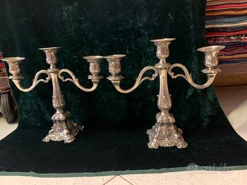 grandi candelabbri  antichi in  argento  pieno 900