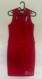 Abito PINKO rosso in gabardina con gilet - tg 42
