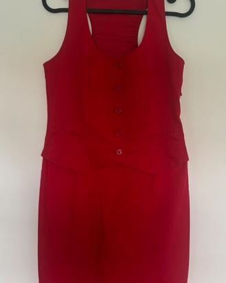 Abito PINKO rosso in gabardina con gilet - tg 42