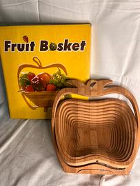 Cesto Pieghevole Portafrutta in Legno