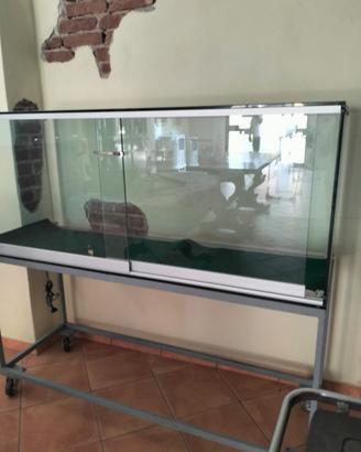 TECA IN VETRO 150x50 CON CARRELLO E SERRATURA