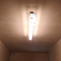 Lampadario in vetro e acciaio 