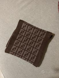 Sciarpa Fendi FF Zucca Marrone LanaCashmere