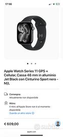Apple Watch Series 11 GPS + Cellular, Cassa 46 mm