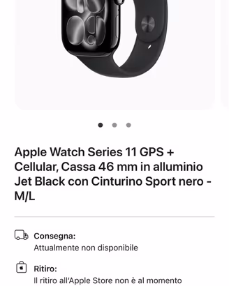 Apple Watch Series 11 GPS + Cellular, Cassa 46 mm