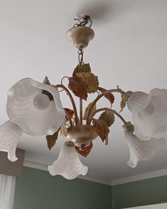 Lampadario+2 applique  effetto foliage 