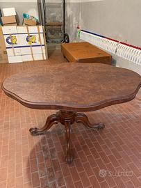 Tavolo a vela antico in radica di noce