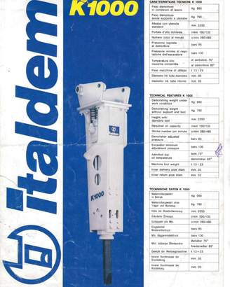 Martellone demolitore idraulico ITALDEM K1000