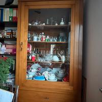 Mobile Vetrina Credenza Antica in Legno Massello